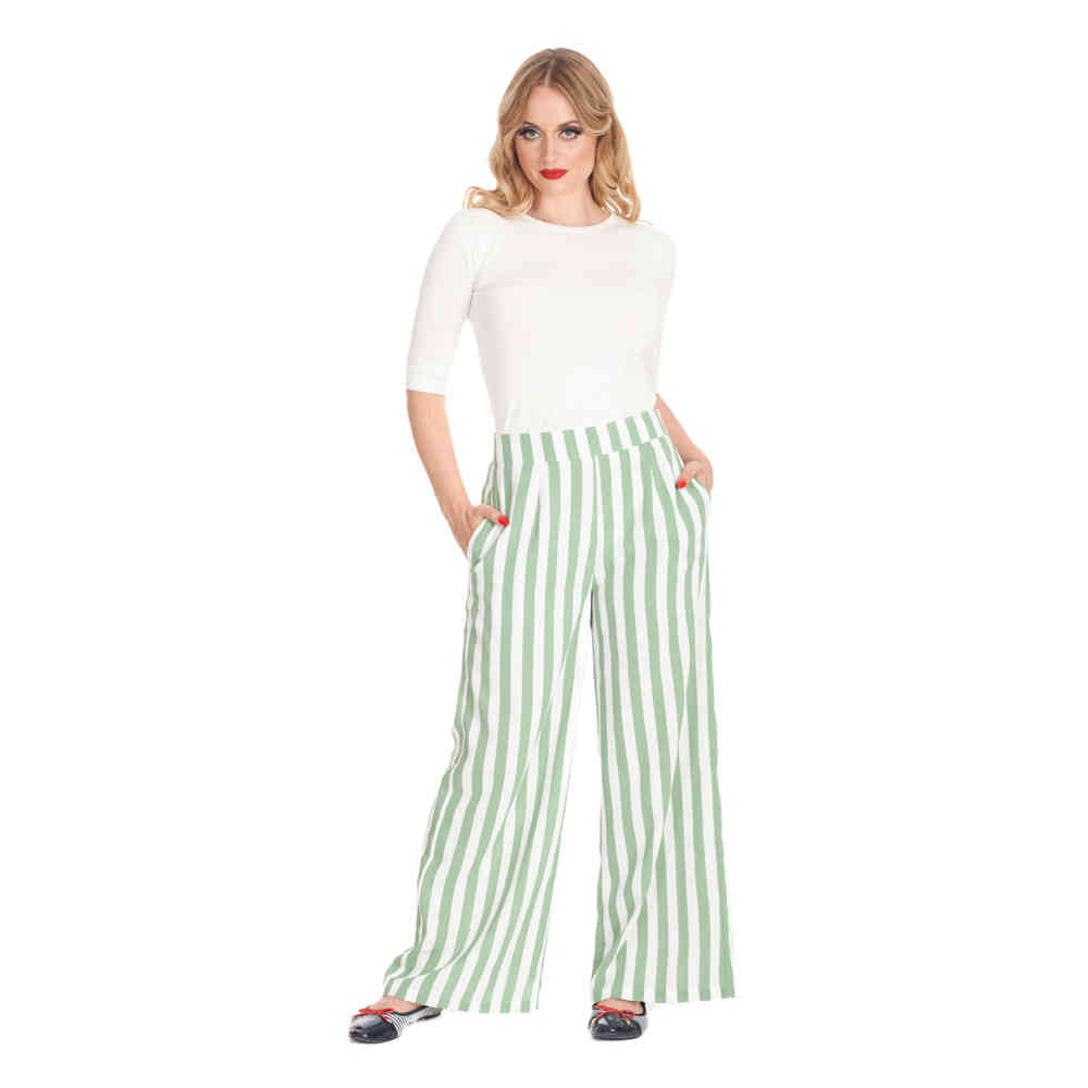 Banned - Sally Stripe Weite Hose - GrÃ¼n